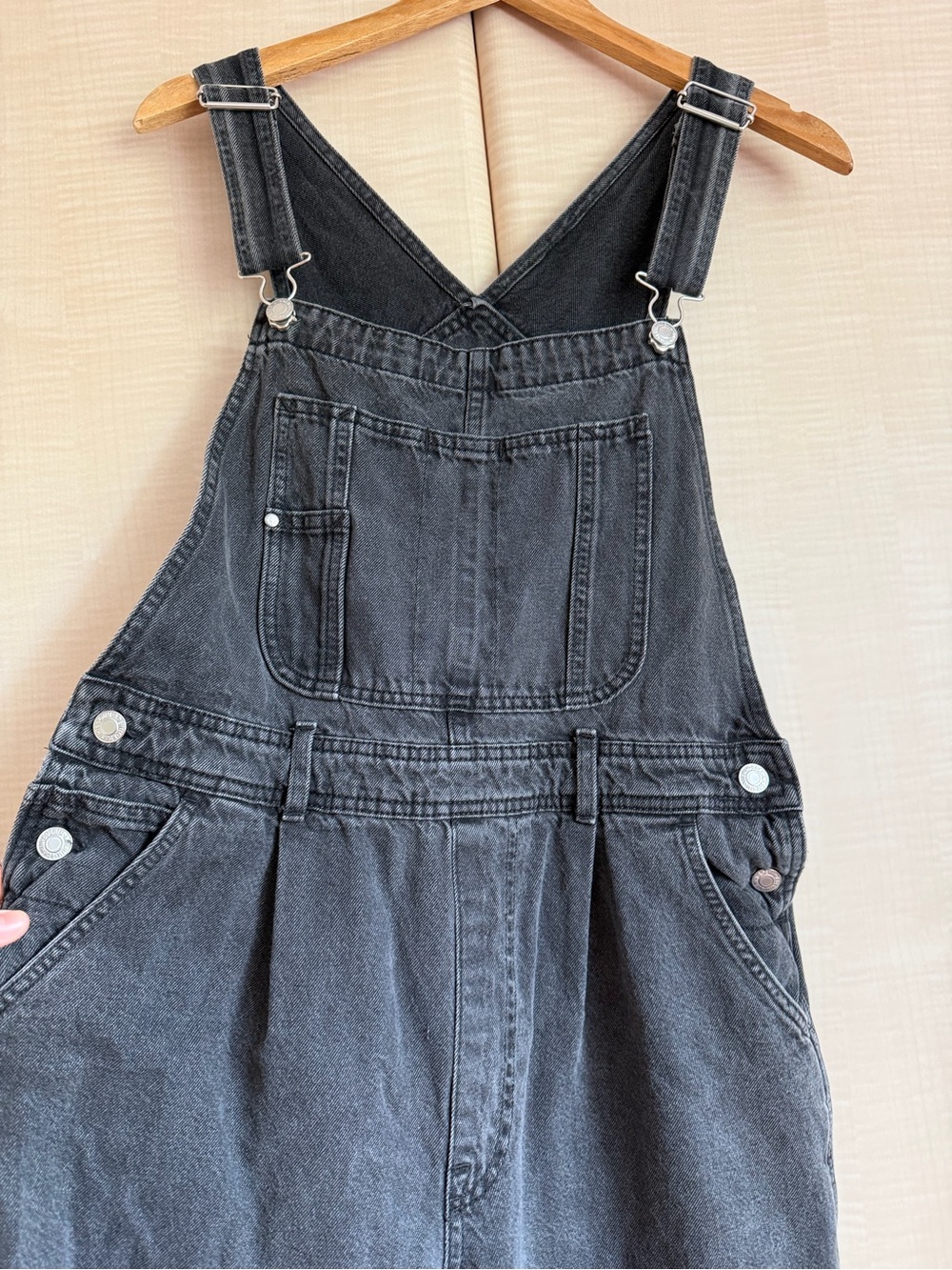 Cotton faded black strait leg overalls